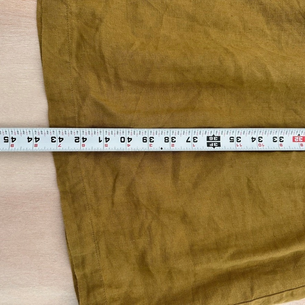 Not Perfect Linen Dress Womens M Mustard Yellow Sleeveless Empire Waist Midi - Picture 10 of 12